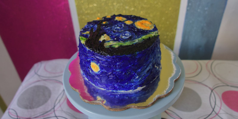 Pastel de la Noche Estrellada en taller de Vainilla Canela.